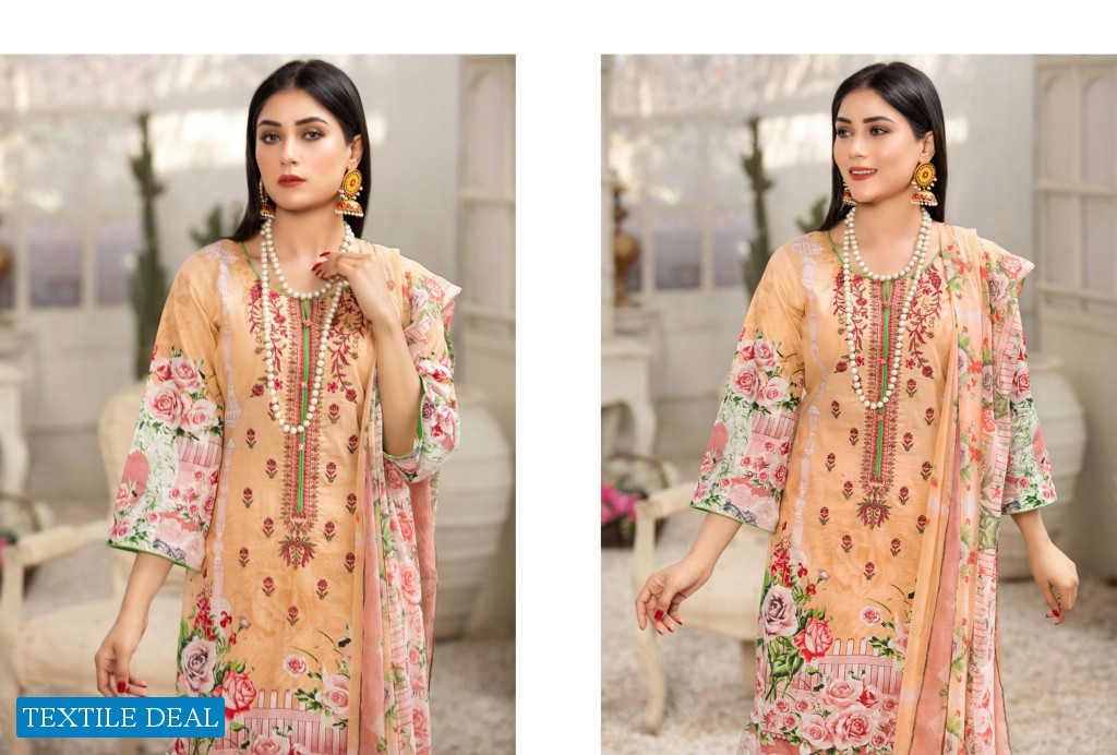 Aone Marjan Embroidered Lawn With Chiffon Dupatta Pakistani Suits