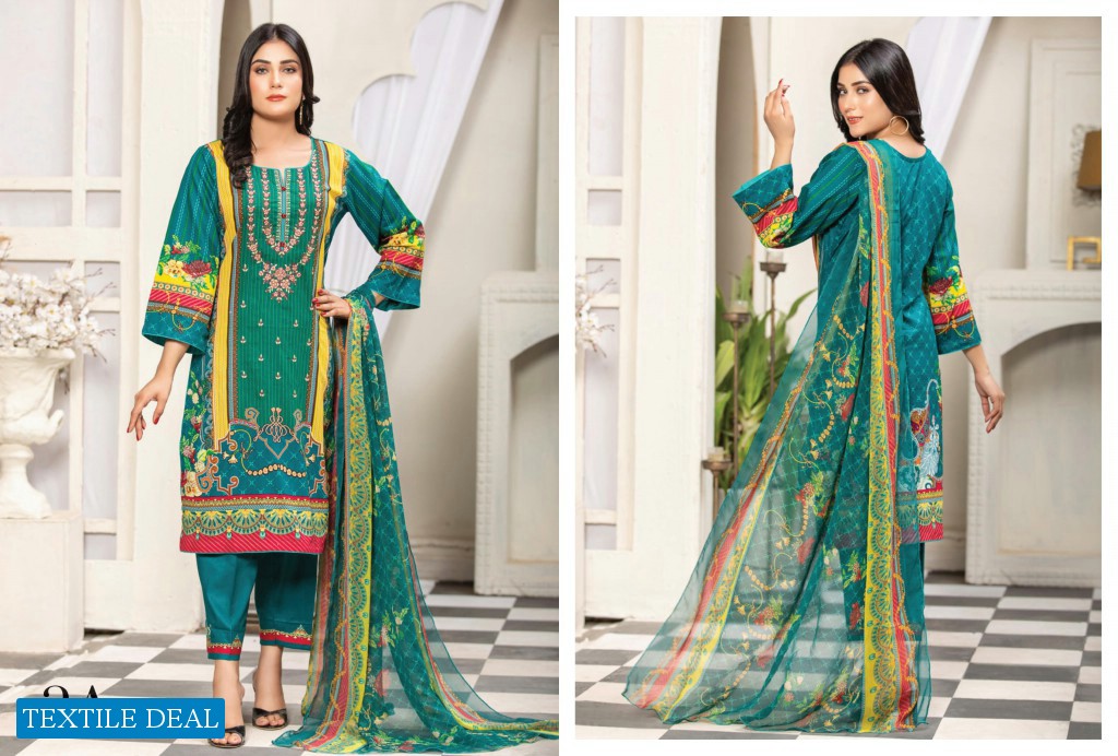 Aone Marjan Embroidered Lawn With Chiffon Dupatta Pakistani Suits