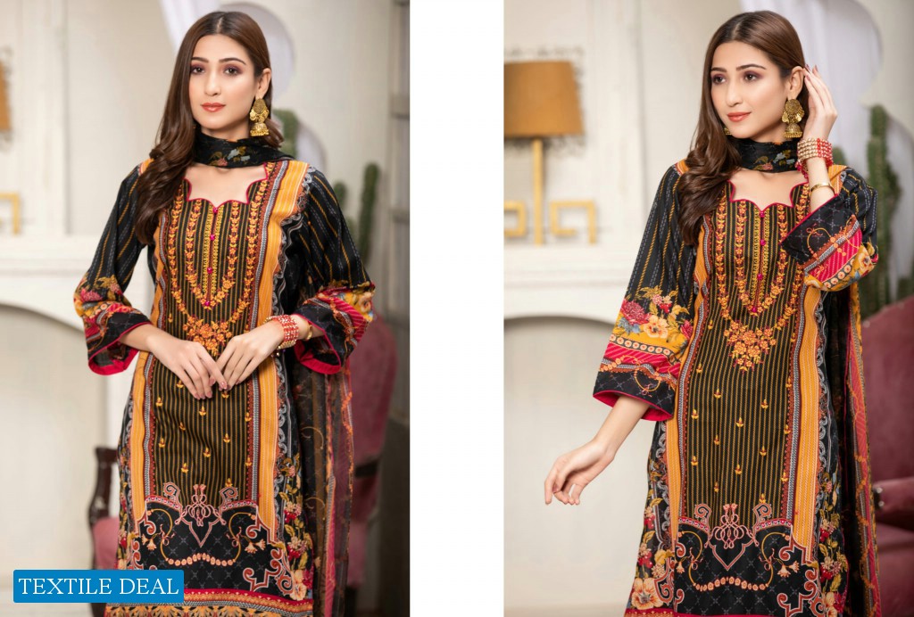 Aone Marjan Embroidered Lawn With Chiffon Dupatta Pakistani Suits