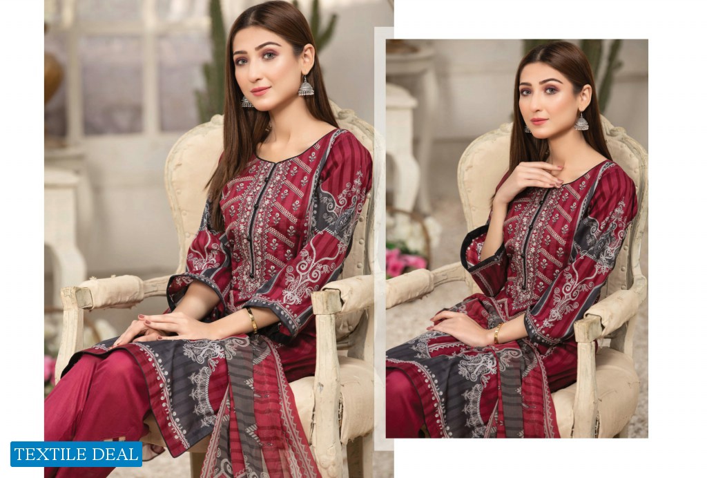 Aone Marjan Embroidered Lawn With Chiffon Dupatta Pakistani Suits
