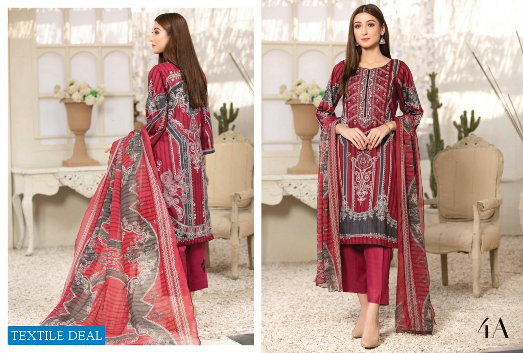 Aone Marjan Embroidered Lawn With Chiffon Dupatta Pakistani Suits
