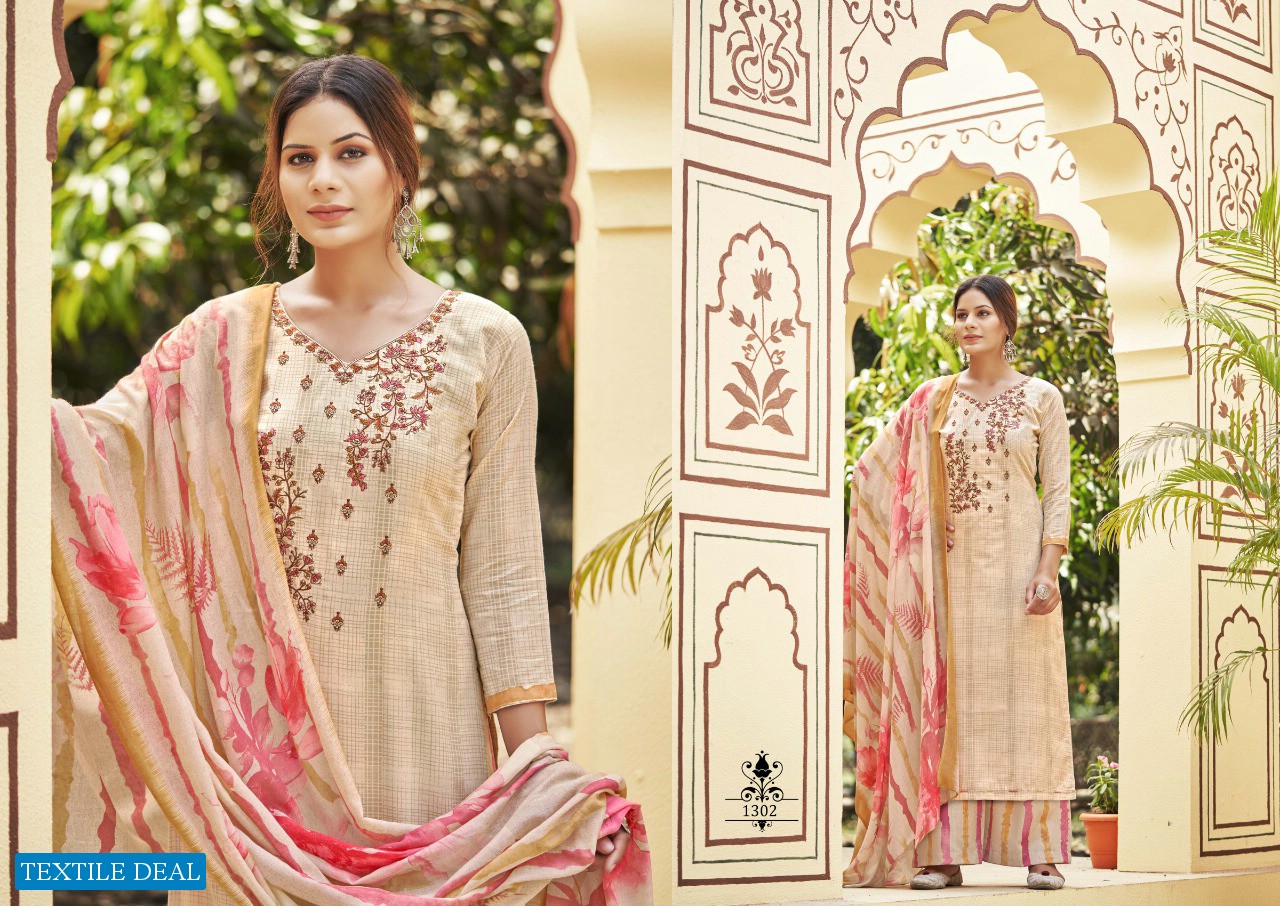Dhriti Hinaz Wholesale Pure Cotton Embroidery Work Dress Material
