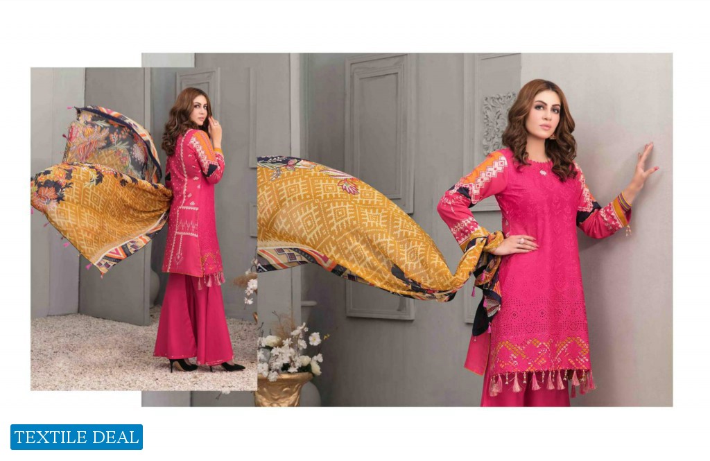 Tawakkal Roshanay Digital Printed Embroidered Lawn Schiffli Chiffon Dupatta