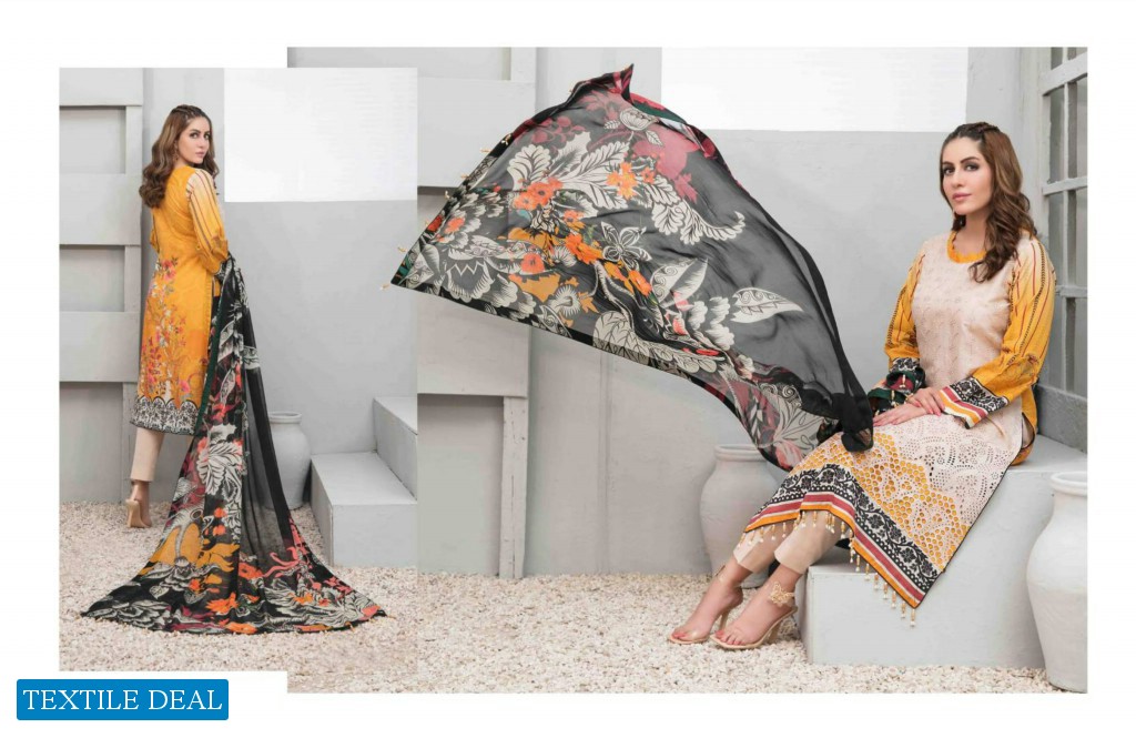 Tawakkal Roshanay Digital Printed Embroidered Lawn Schiffli Chiffon Dupatta