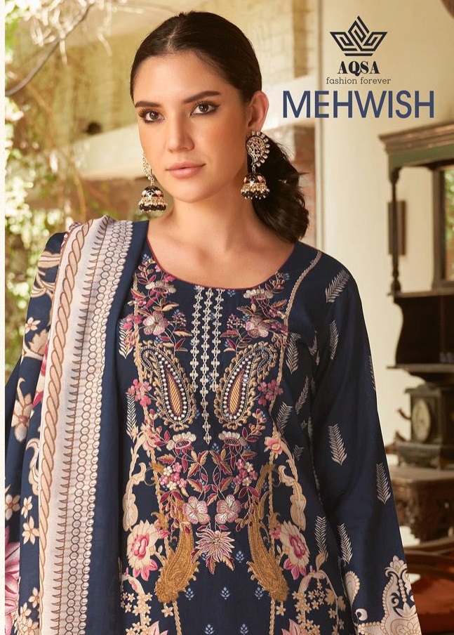 AQSA Mehwish Wholesale Cambric Pakstani Style With Work Salwar Suits