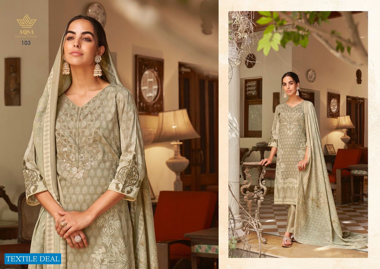 AQSA Mehwish Wholesale Cambric Pakstani Style With Work Salwar Suits
