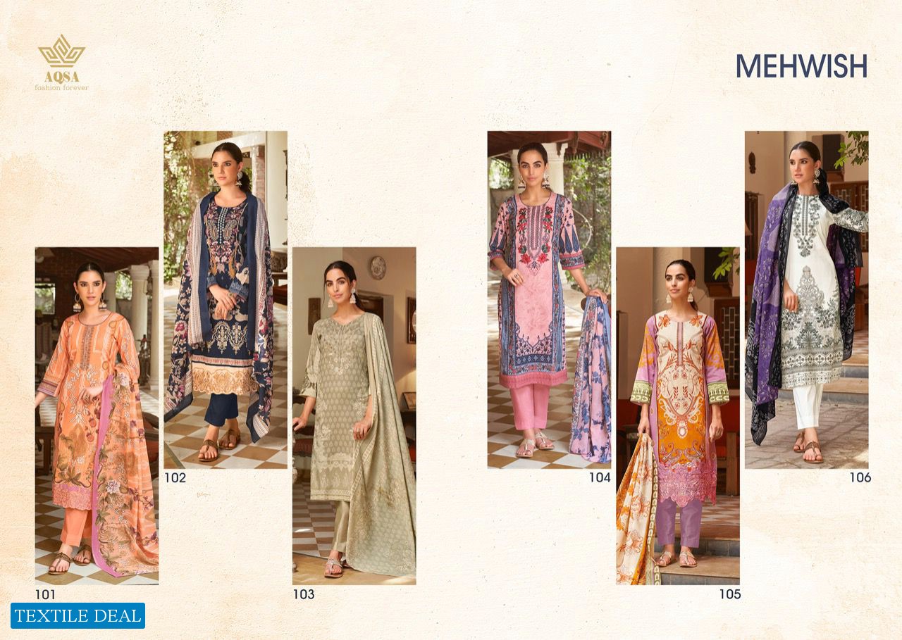 AQSA Mehwish Wholesale Cambric Pakstani Style With Work Salwar Suits