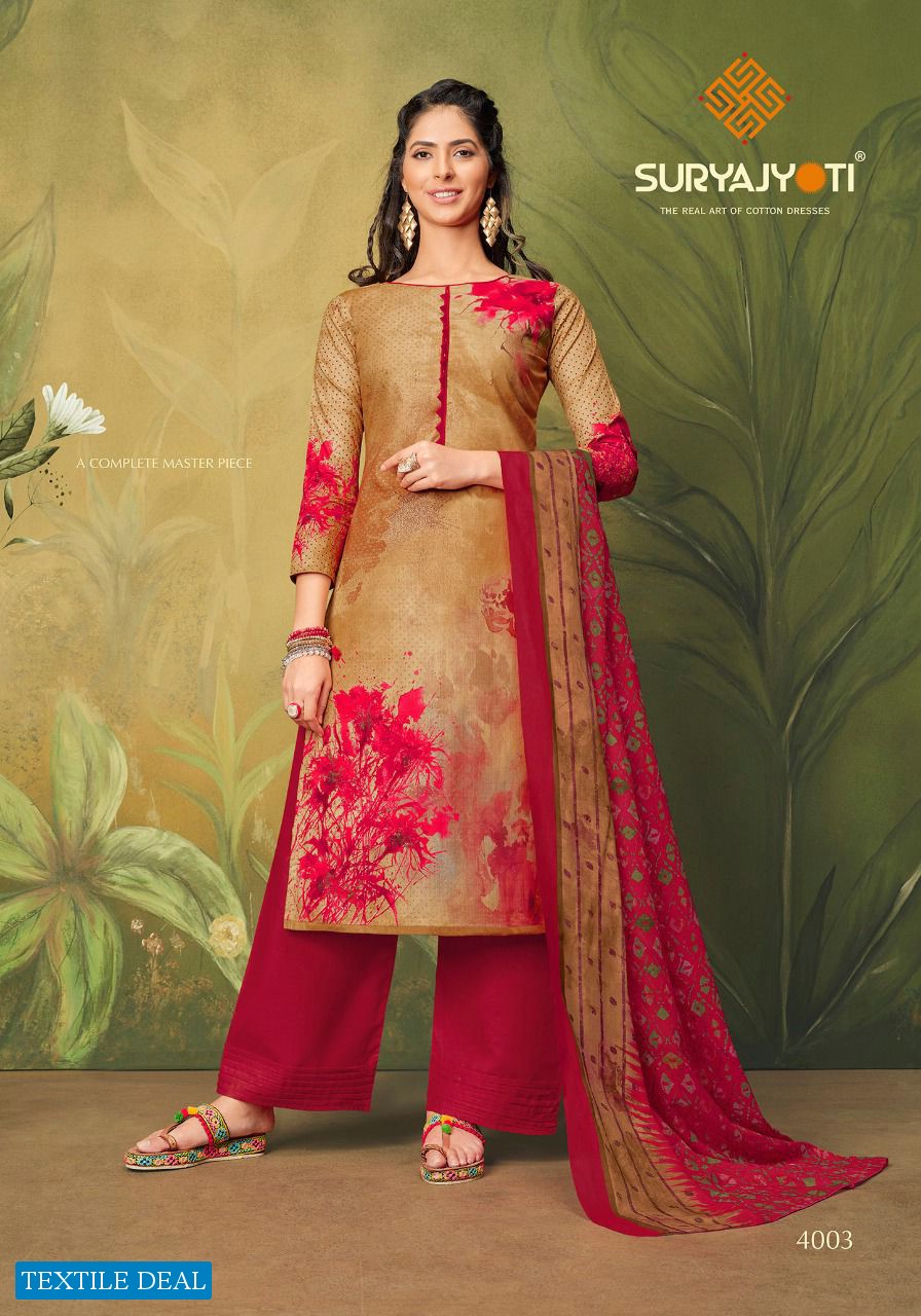 Suryajyoti Meenaz Vol-4 Wholesale Pure Cotton Lawn Dress Material