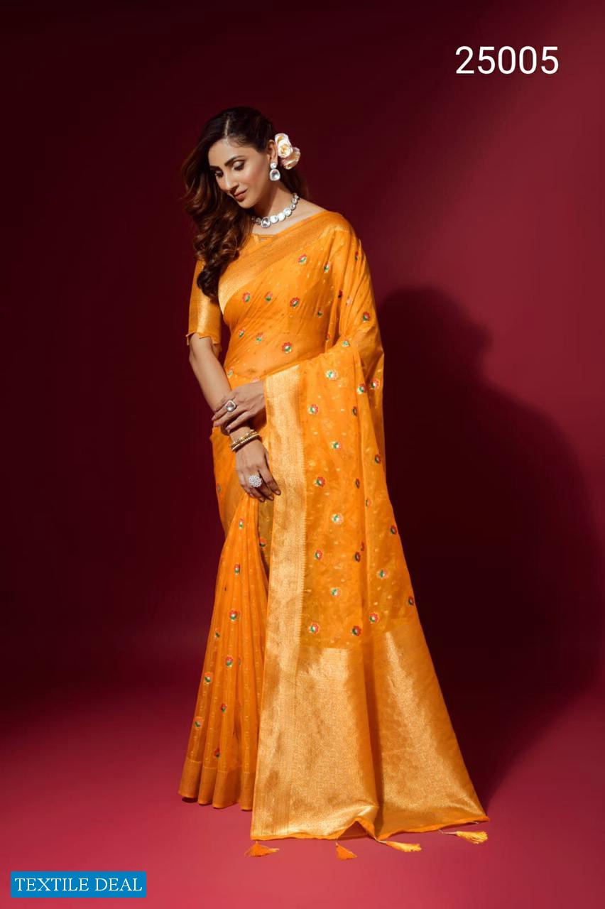 RAJPATH AMULY ORGANZA SILK FANCY SAREES COLLECTION