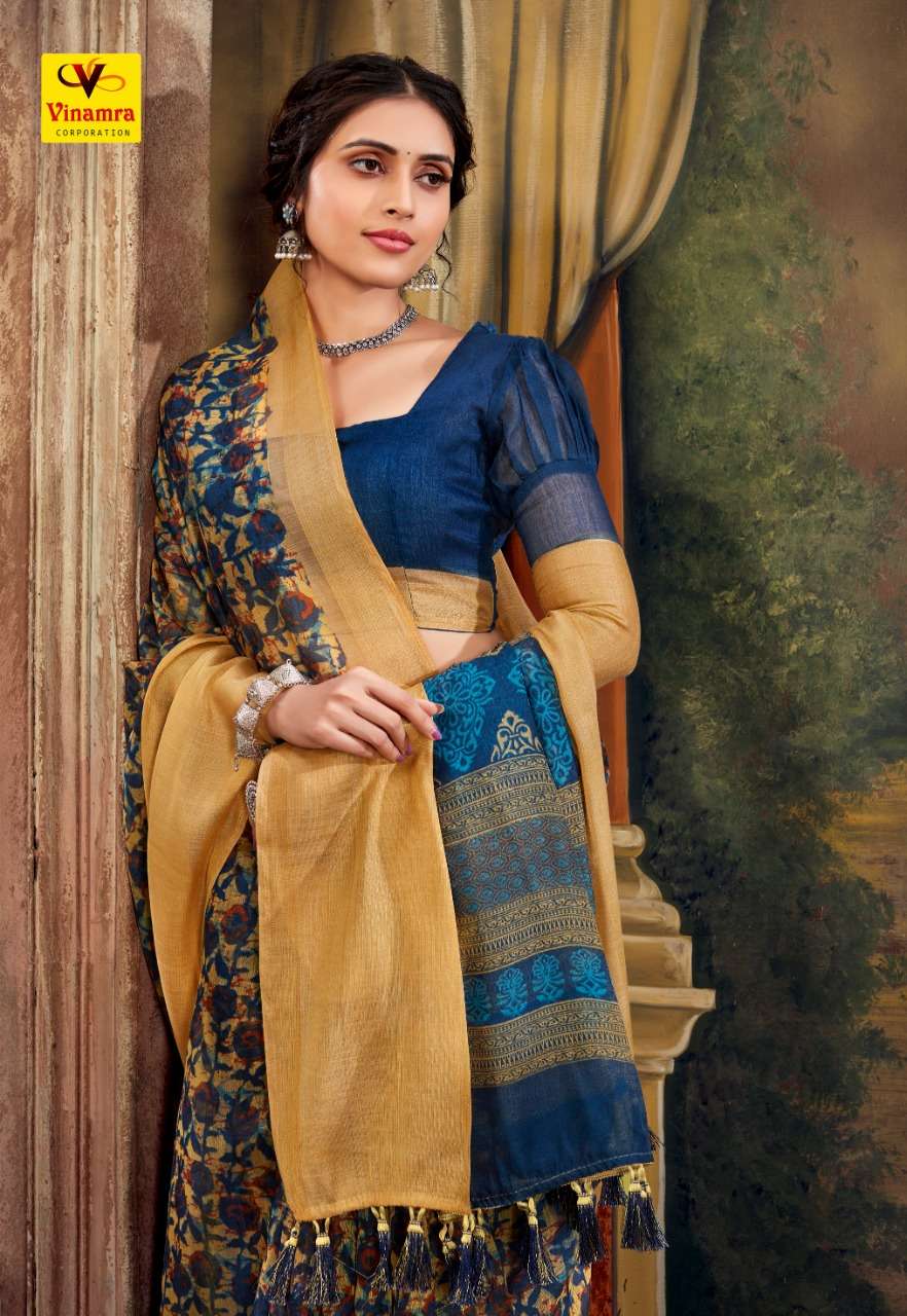 VINAMRA SUN TRUST VOL 1 GOLD JARI COTTON SAREES WHOLESALE