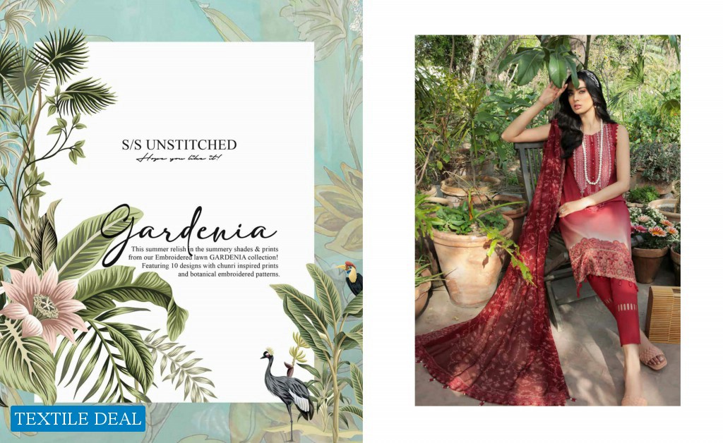 Nureh Gardenia Unstitched Embroidered Lawn Collection Pakistani Suits