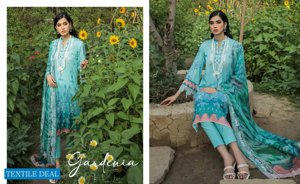 Nureh Gardenia Unstitched Embroidered Lawn Collection Pakistani Suits