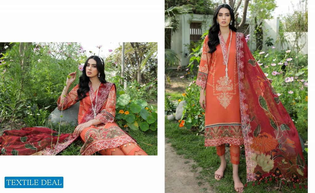 Nureh Gardenia Unstitched Embroidered Lawn Collection Pakistani Suits