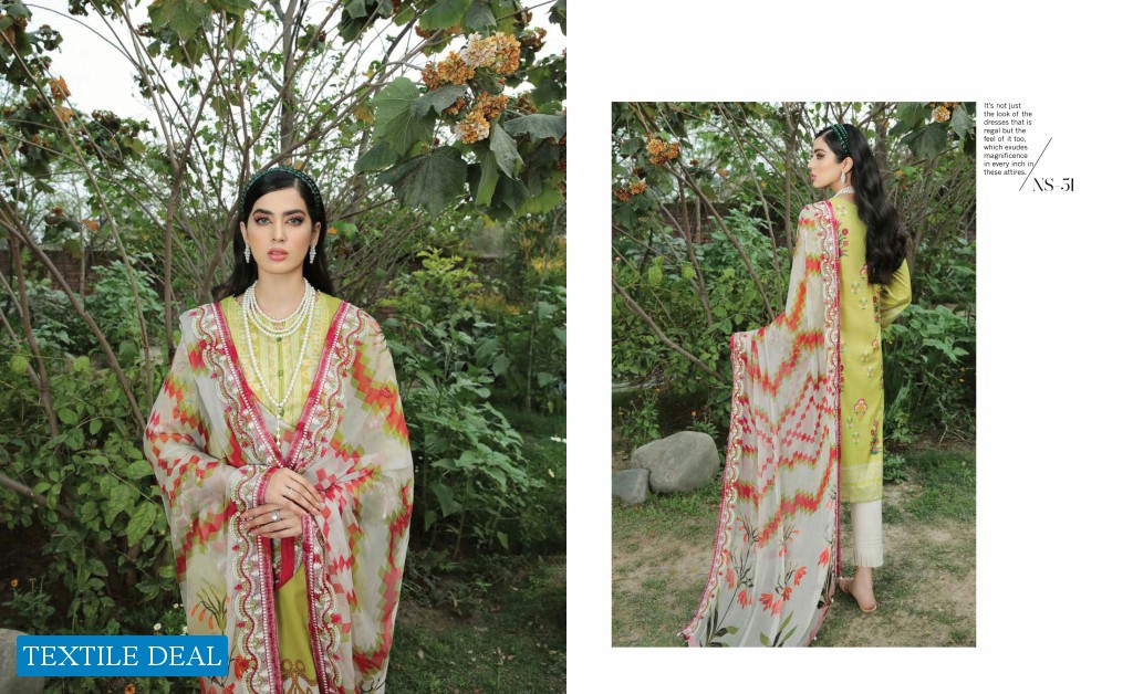 Nureh Gardenia Unstitched Embroidered Lawn Collection Pakistani Suits