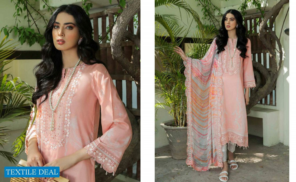 Nureh Gardenia Unstitched Embroidered Lawn Collection Pakistani Suits