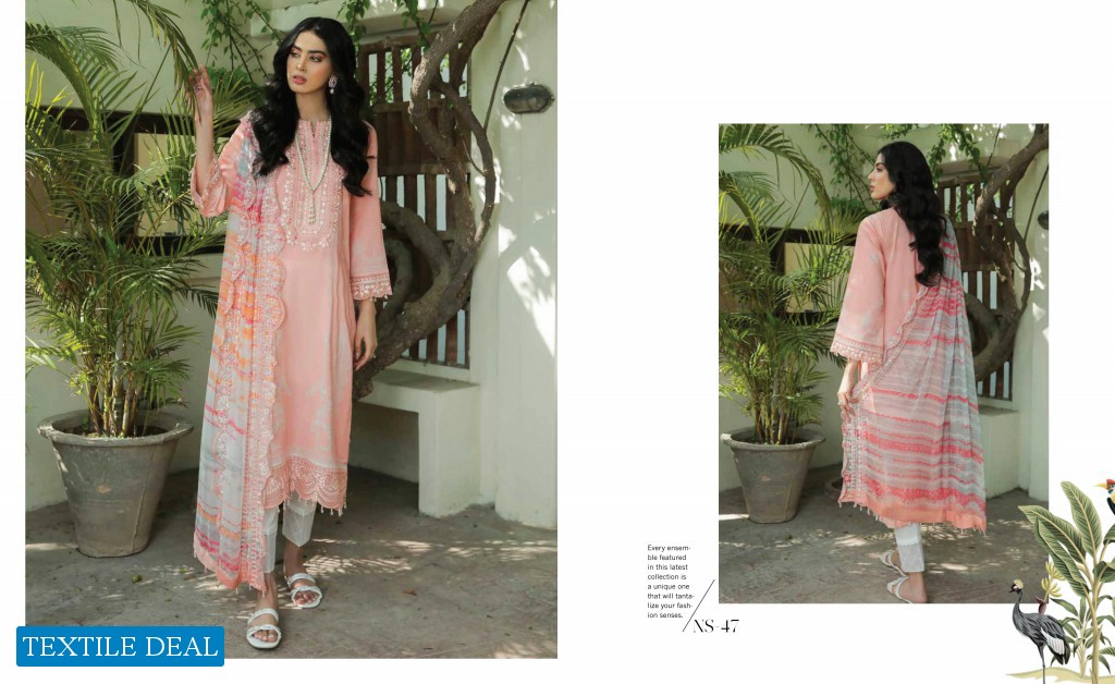 Nureh Gardenia Unstitched Embroidered Lawn Collection Pakistani Suits