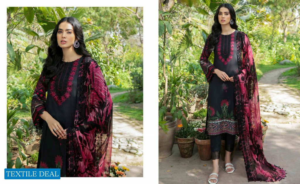 Nureh Gardenia Unstitched Embroidered Lawn Collection Pakistani Suits
