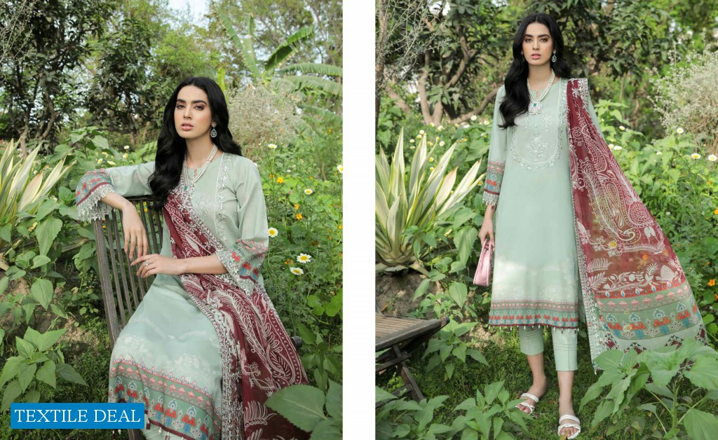 Nureh Gardenia Unstitched Embroidered Lawn Collection Pakistani Suits