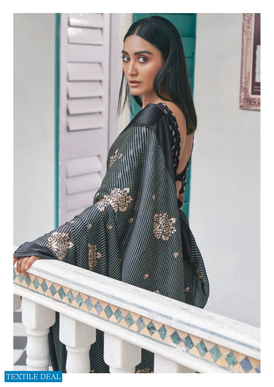 Kashvi Dori Wholesale Satin Patta Lehariya Print With Swaroski Pallu And Foil Blouse Sarees