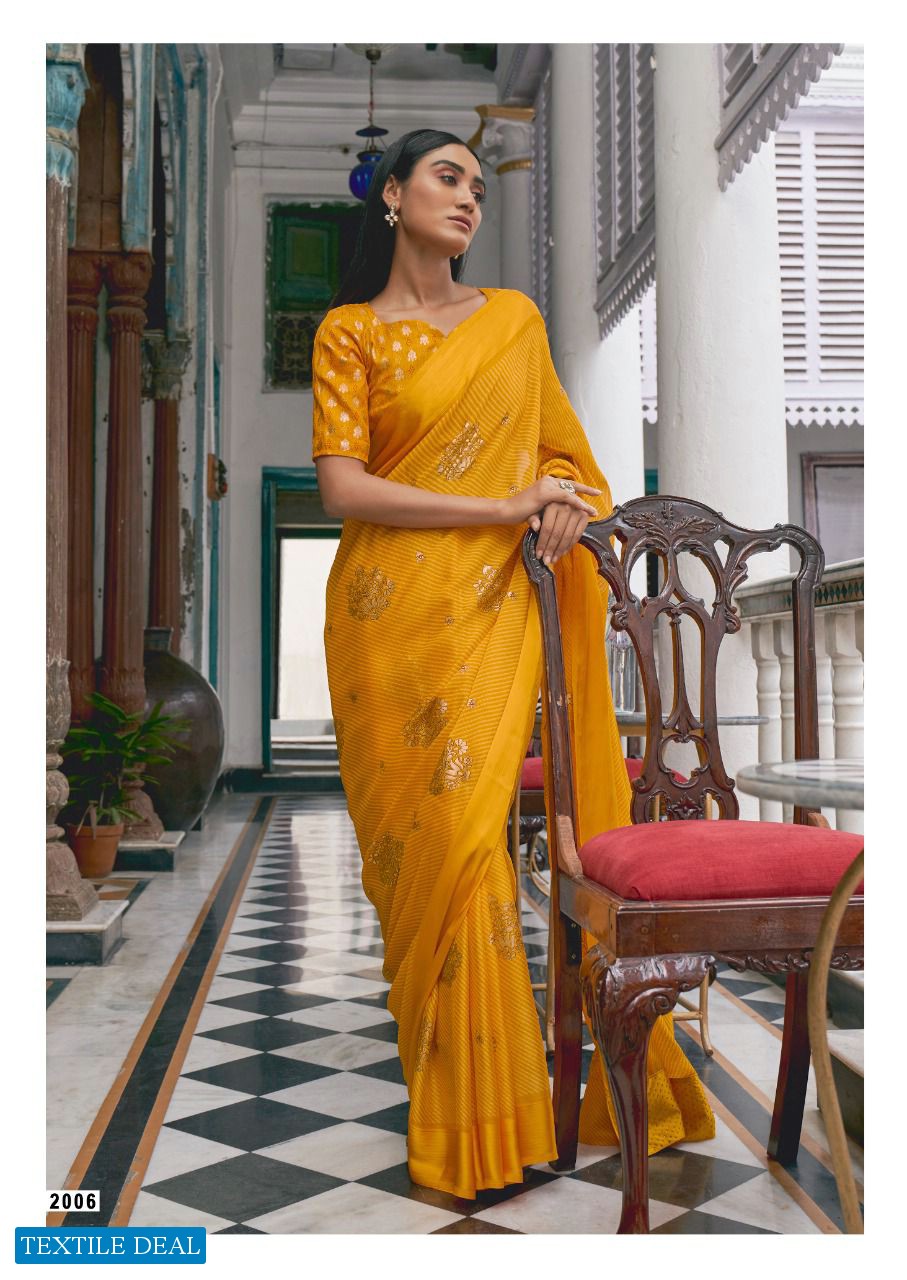 Kashvi Dori Wholesale Satin Patta Lehariya Print With Swaroski Pallu And Foil Blouse Sarees