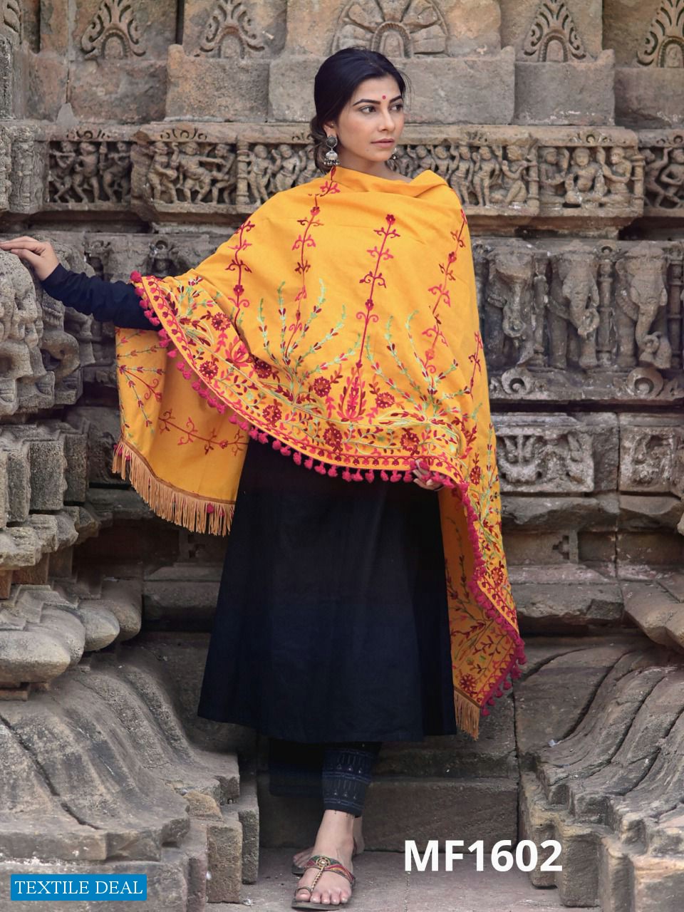 MESMORA 1600 TO 1609 WHOLESALE Khadi embroidered Shawls Dupatta