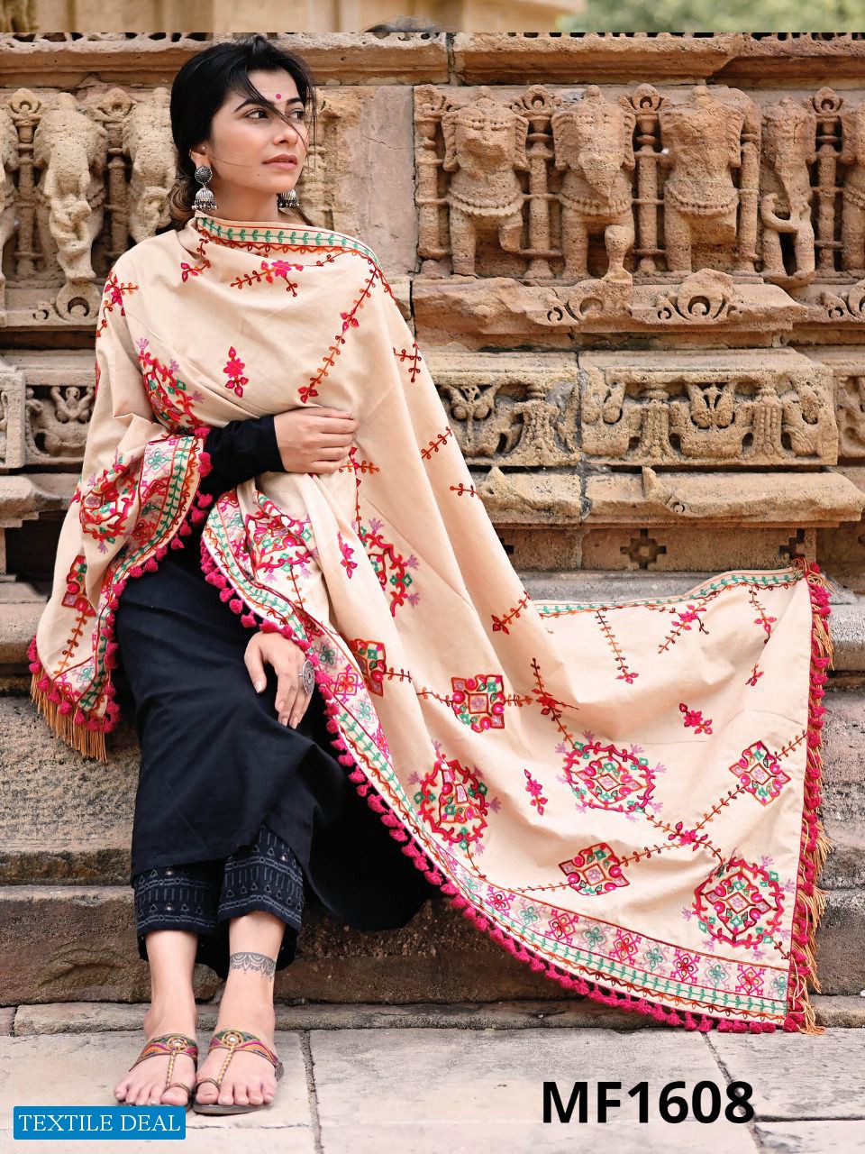 MESMORA 1600 TO 1609 WHOLESALE Khadi embroidered Shawls Dupatta