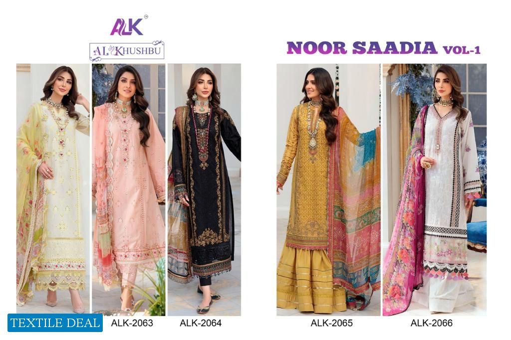 AL KHUSHBU NOOR SAADIA VOL 1 PAKISTANI COTTON WORK DRESSES