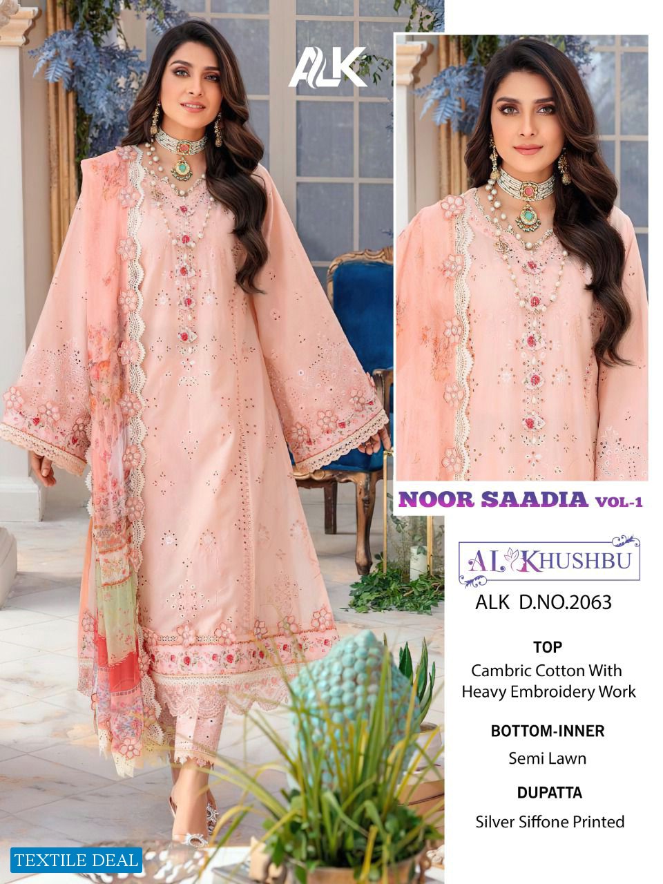 AL KHUSHBU NOOR SAADIA VOL 1 PAKISTANI COTTON WORK DRESSES