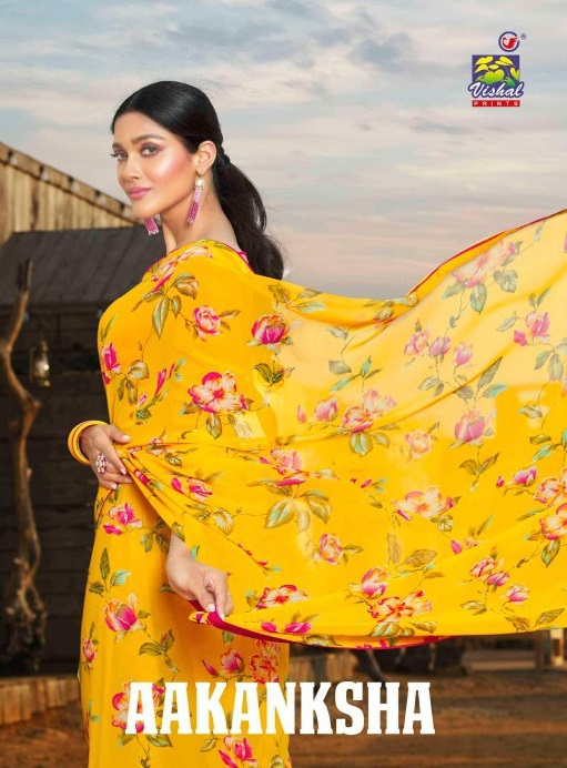 Vishal Aakanksha Wholesale Gerogette Printed Sarees