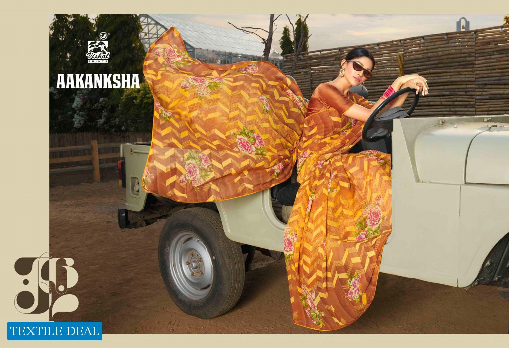 Vishal Aakanksha Wholesale Gerogette Printed Sarees