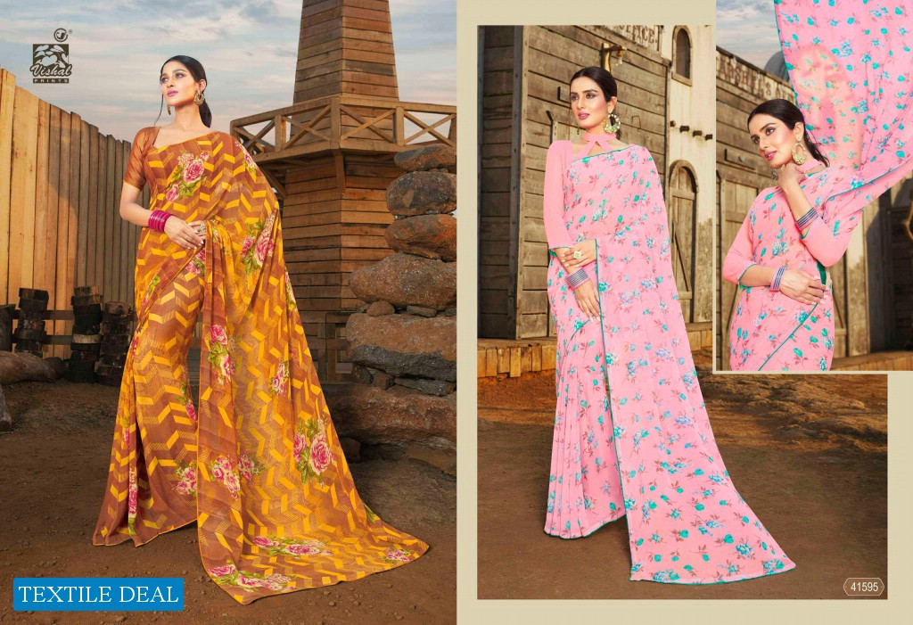 Vishal Aakanksha Wholesale Gerogette Printed Sarees