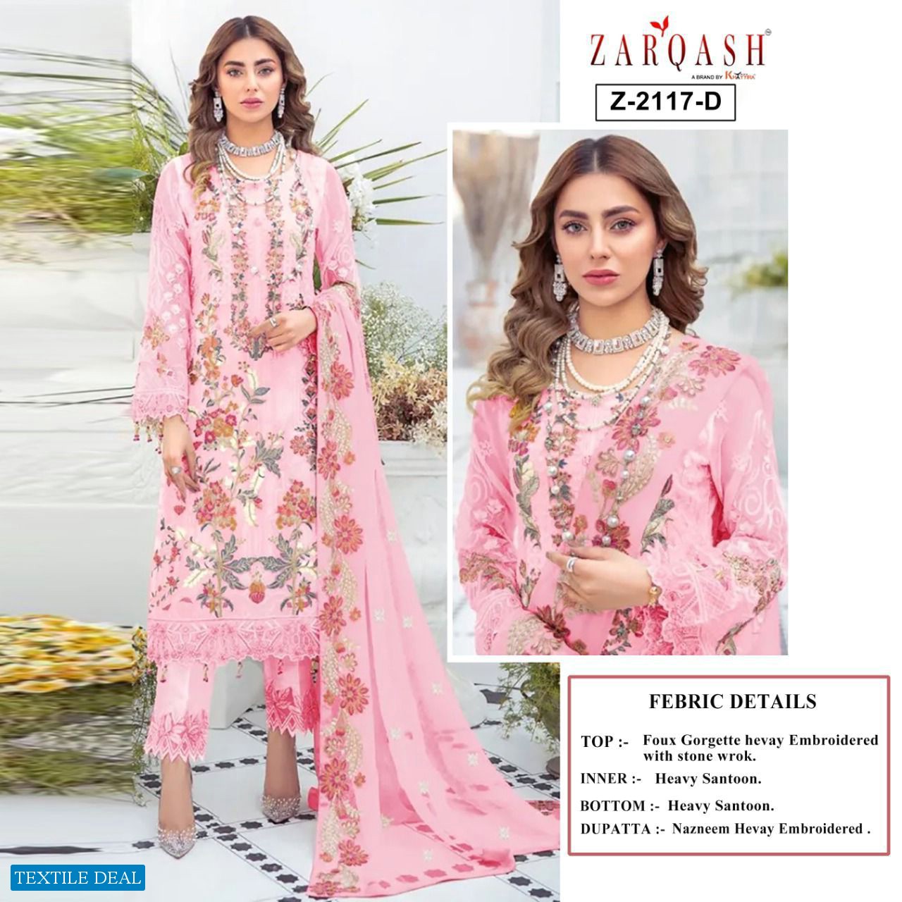 Zarqash Tazim Z-2117 Colour Wholesale Pakistani Salwar Suits