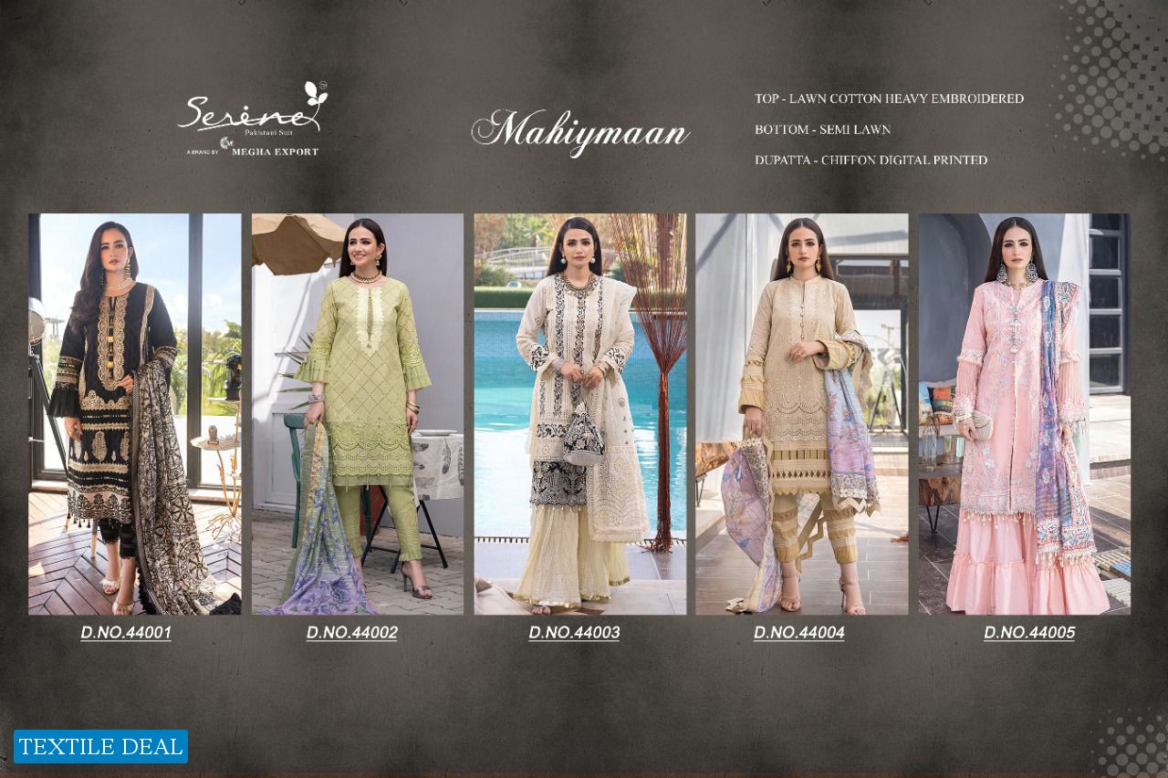 Serene Mahiymaan Wholesale Lawn Cotton Pakistani Salwar Suits