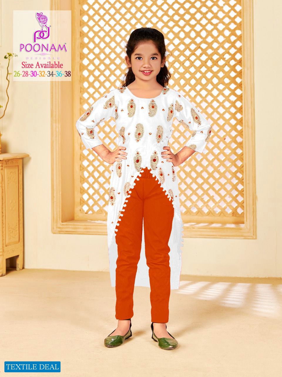 Poonam Kids Pushpa Wholesale Reyon Heavy Foil Long Kurtis