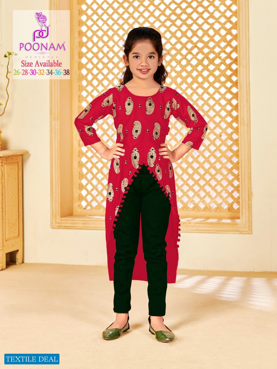 Poonam Kids Pushpa Wholesale Reyon Heavy Foil Long Kurtis