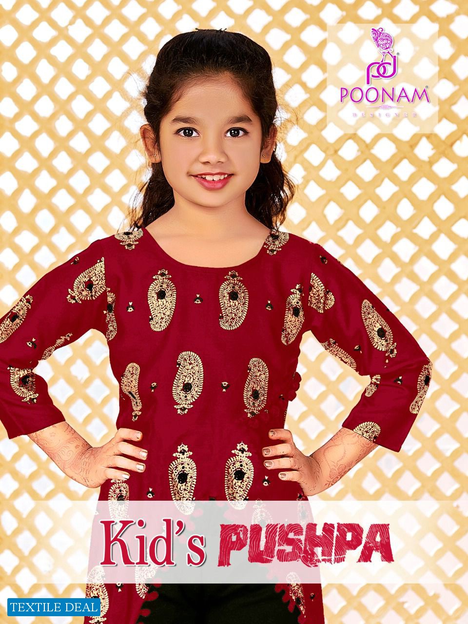 Poonam Kids Pushpa Wholesale Reyon Heavy Foil Long Kurtis