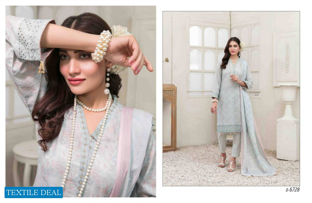 LAMIS SCHIFLLI EMBROIDERD DIGITAL PRINTED LAWN COLLECTION by TAWAKKAL FABRICS