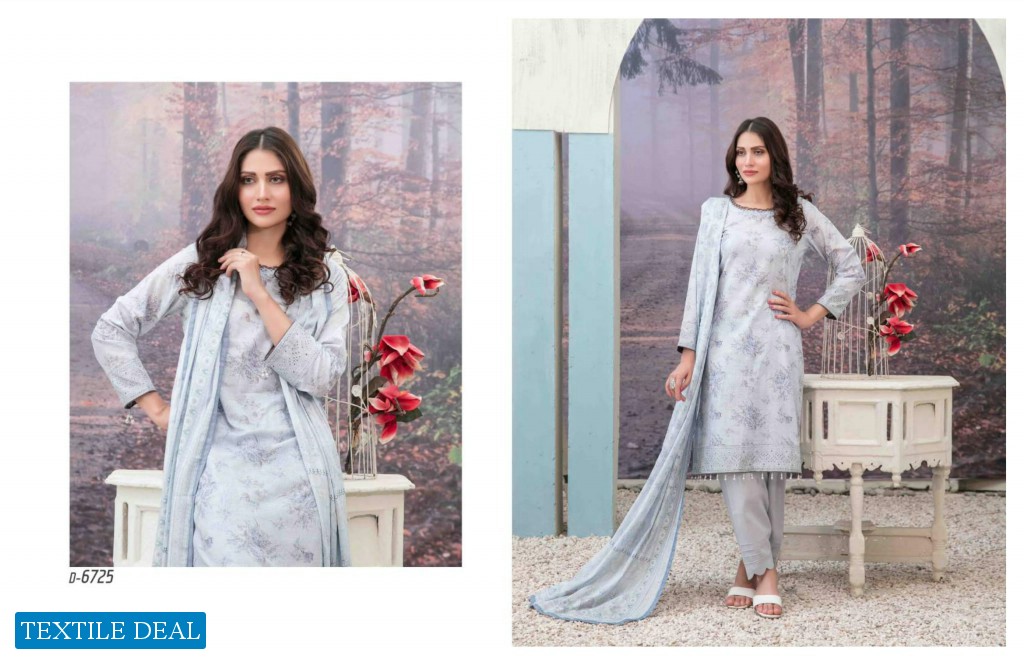LAMIS SCHIFLLI EMBROIDERD DIGITAL PRINTED LAWN COLLECTION by TAWAKKAL FABRICS