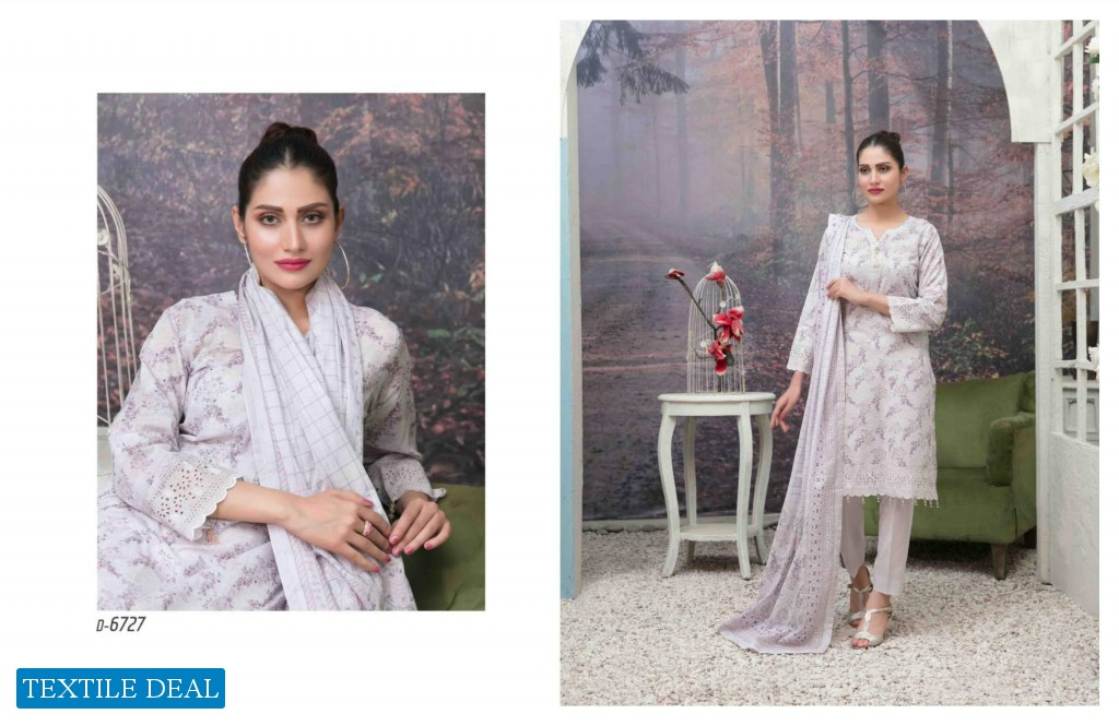 LAMIS SCHIFLLI EMBROIDERD DIGITAL PRINTED LAWN COLLECTION by TAWAKKAL FABRICS