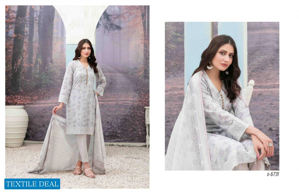 LAMIS SCHIFLLI EMBROIDERD DIGITAL PRINTED LAWN COLLECTION by TAWAKKAL FABRICS