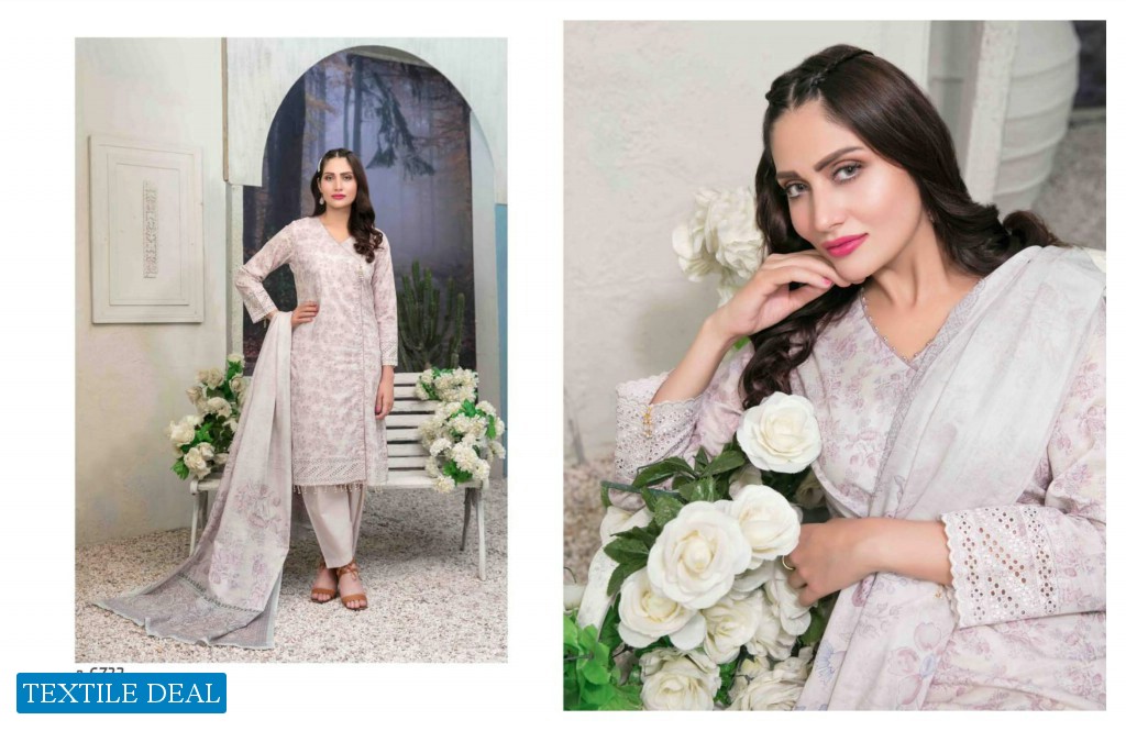 LAMIS SCHIFLLI EMBROIDERD DIGITAL PRINTED LAWN COLLECTION by TAWAKKAL FABRICS