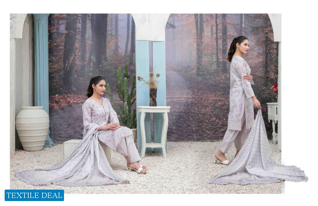 LAMIS SCHIFLLI EMBROIDERD DIGITAL PRINTED LAWN COLLECTION by TAWAKKAL FABRICS