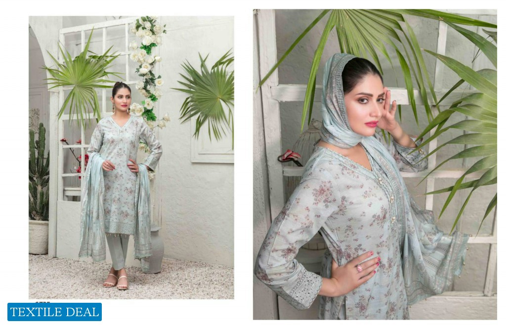 LAMIS SCHIFLLI EMBROIDERD DIGITAL PRINTED LAWN COLLECTION by TAWAKKAL FABRICS