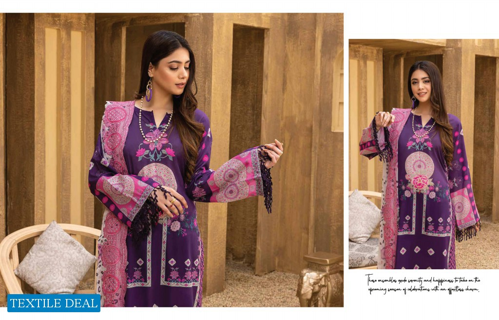 Charizma Sheen Printed Lawn Suit With Embroidered Chiffon Dupatta Vol-1 Pakistani Suits