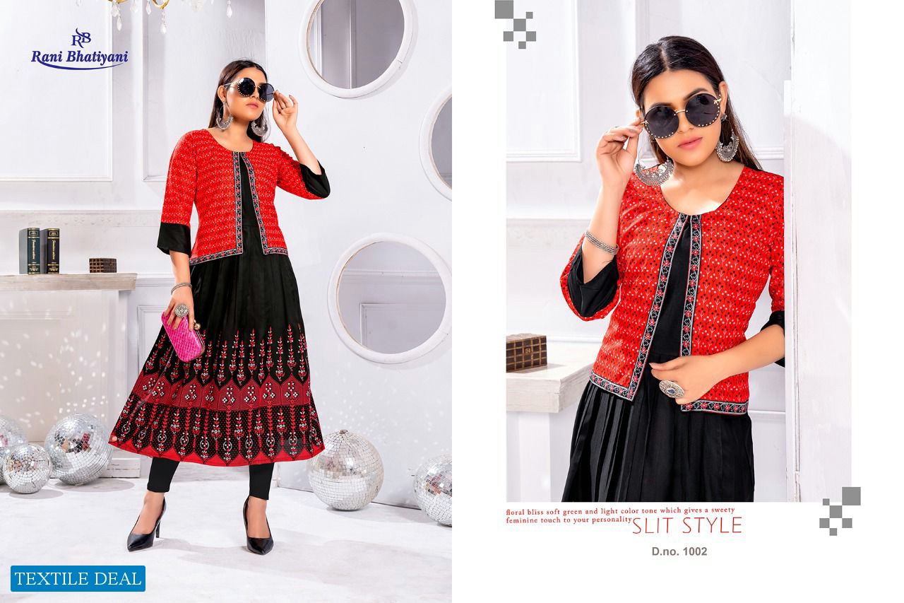 Rani Bhatiyani Pakhi Wholesale Anarkali Long Kurti With Koti Catalogs