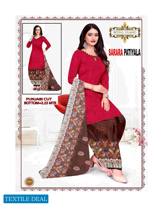 Royal Brand Sarara Patiyala Vol-1 wholesale Pure Cotton Dress Material