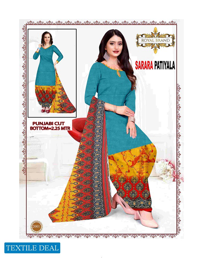 Royal Brand Sarara Patiyala Vol-1 wholesale Pure Cotton Dress Material