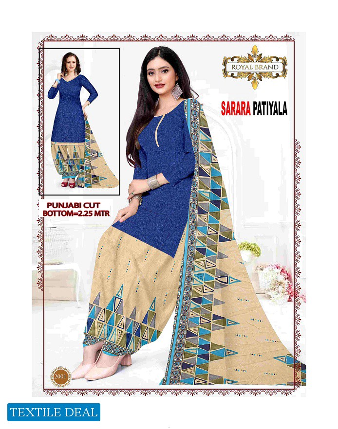 Royal Brand Sarara Patiyala Vol-1 wholesale Pure Cotton Dress Material
