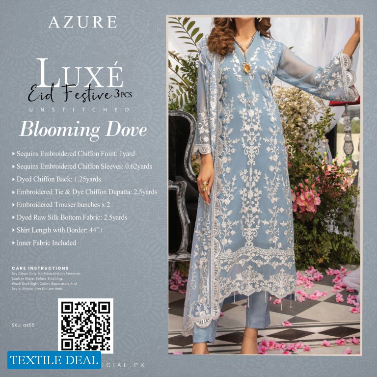 Azure Luxe Eid Festive 3pcs unstitched Pakistani Collection