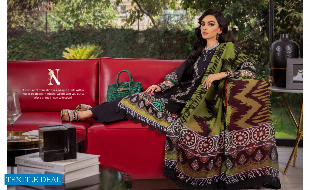 Nureh Signature Prints Unstitched Premium Printed Lawn Collection With Chiffon Dupatta